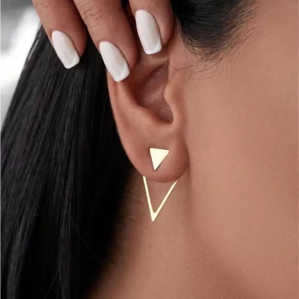 Gold Triangle Drop Earrings R76